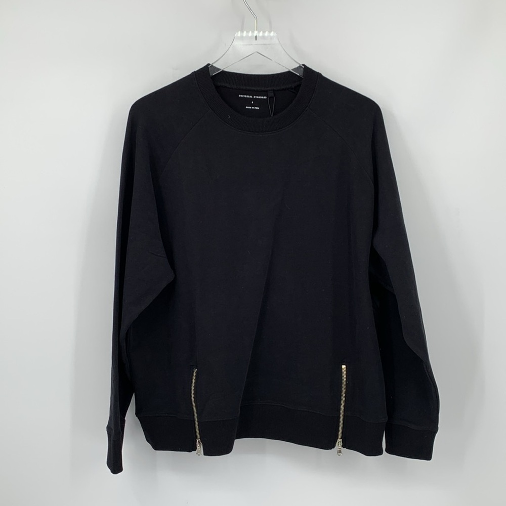 Universal Standard Peachy Terry side zip pullover sweatshirt top black new S 1X